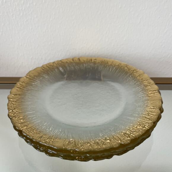 Artistic Accents Turkish Frosted Glass Appetizer Plates 8" Gold Border Set of 4 - Picture 4 of 13
